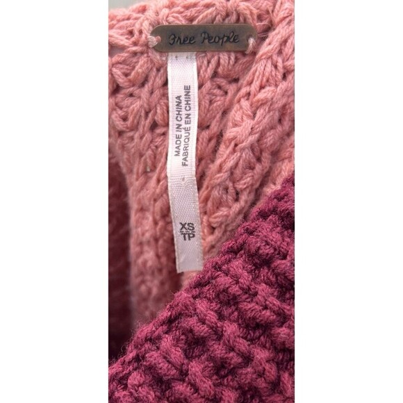 Free People Park City Colorblock Chunky Waffle Knit Oversized Sweater Size XS - Picture 8 of 9